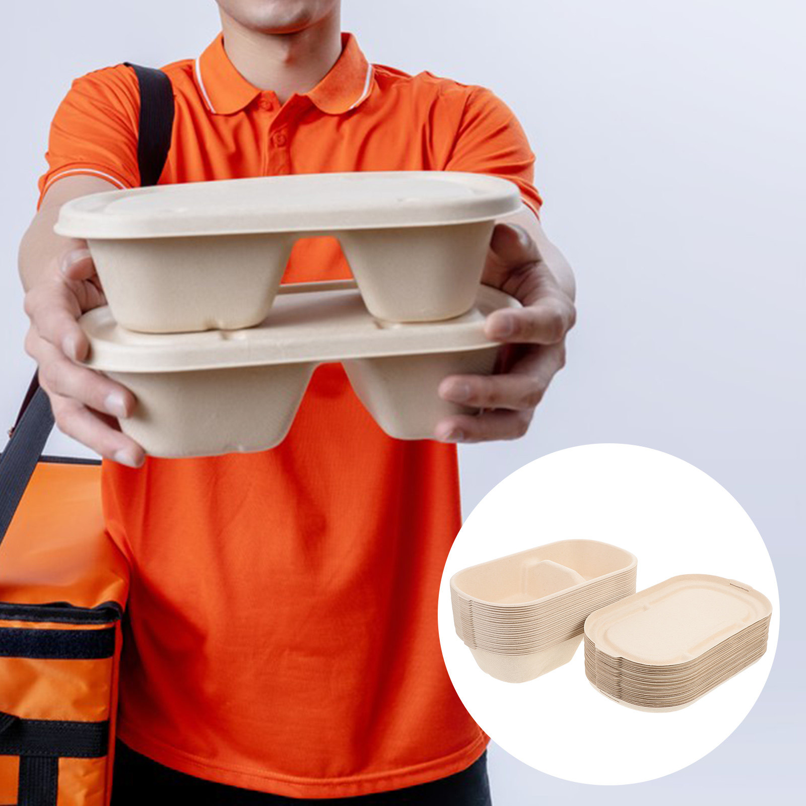 Meal Prep Bulking - 25Sets Pulp Food Container Disposable Meal
