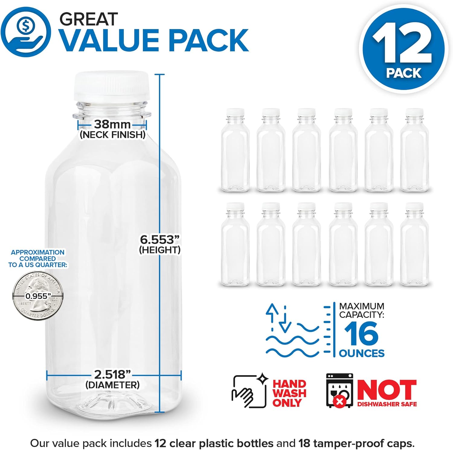 16 oz Clear Plastic Juice Bott - Meal Prep Smoothies ulasan dan harga