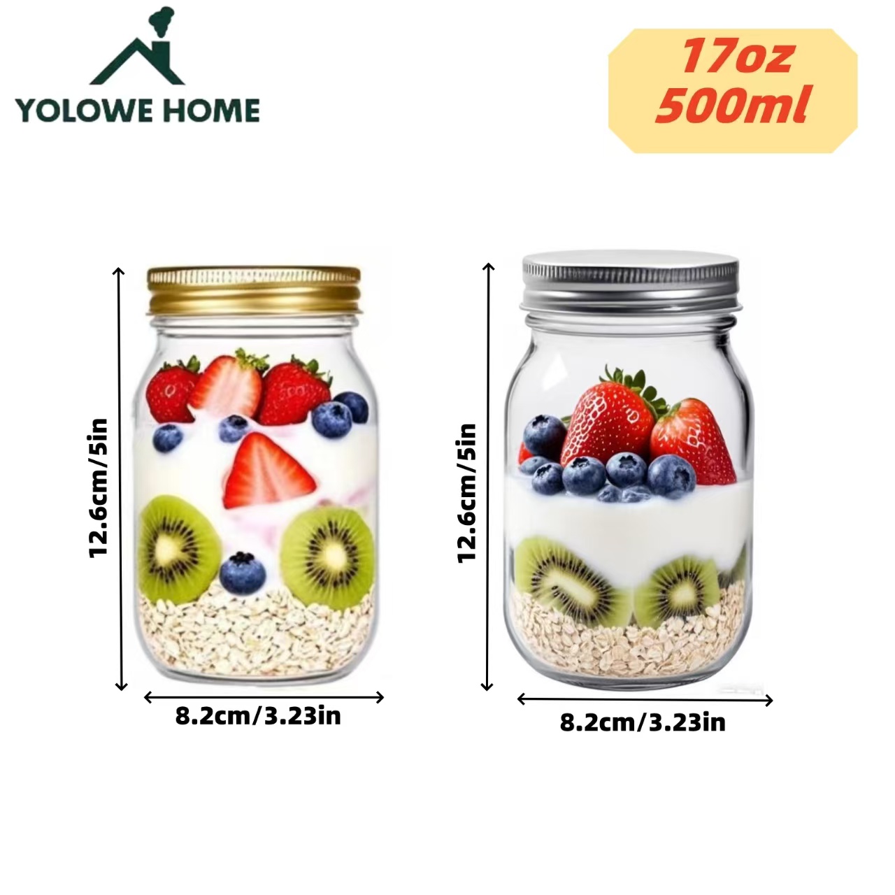 6Pcs, 12Pcs, 500Ml/16Oz, Glass - Meal Prep Chia Pudding ulasan dan harga