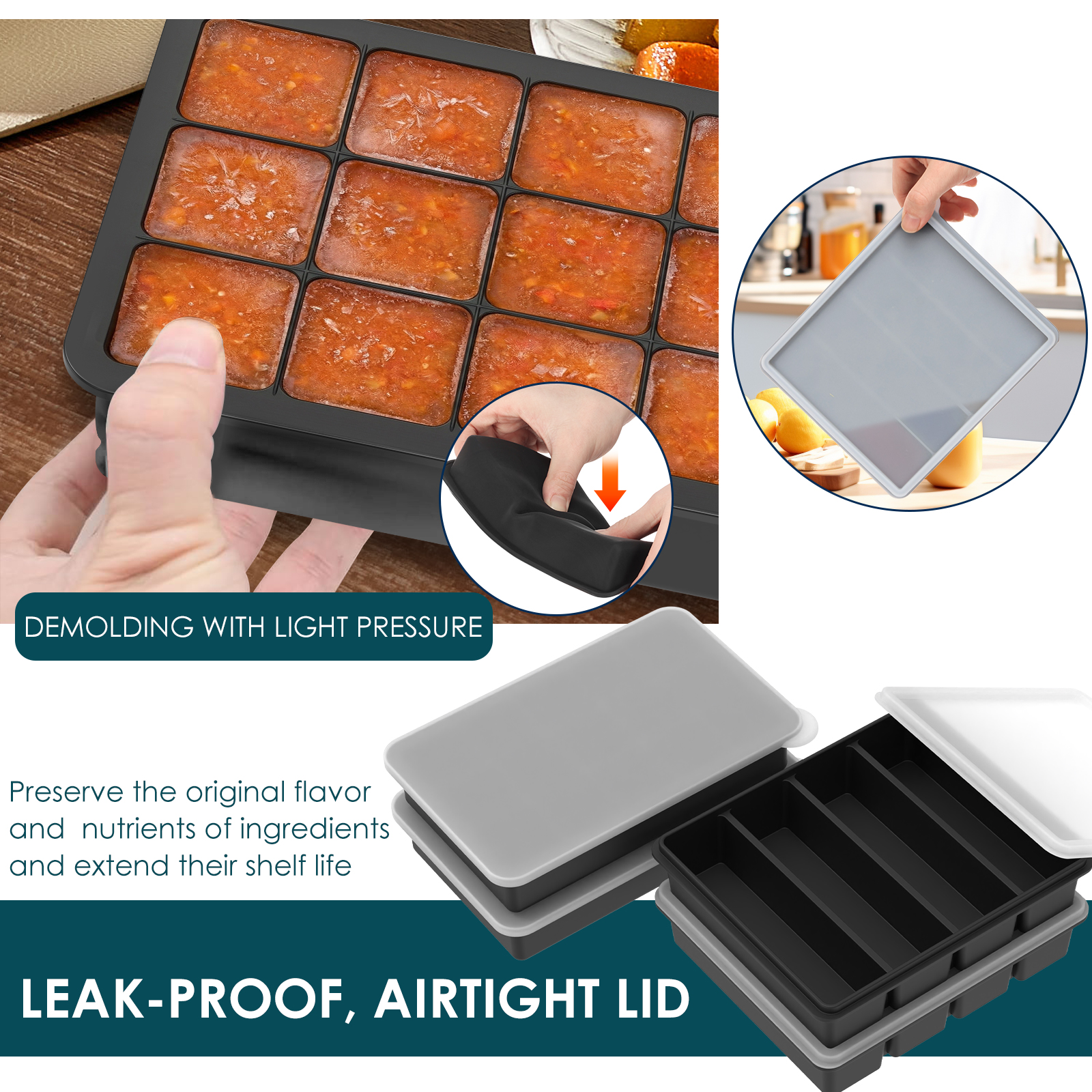4 Pack Silicone Freezer Tray w - Meal Prep Chia Pudding ulasan dan harga