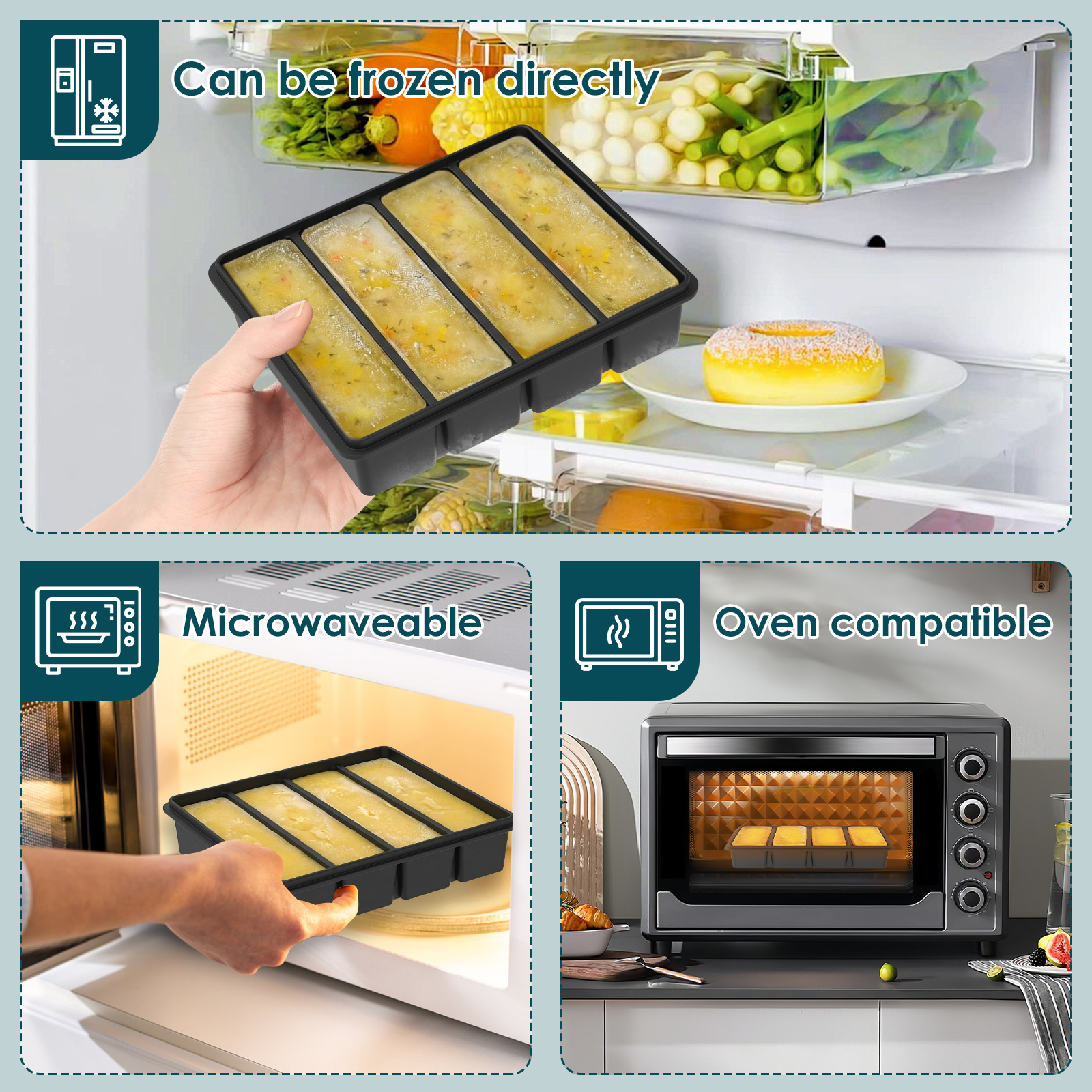 4 Pack Silicone Freezer Tray w - Meal Prep Chia Pudding ulasan dan harga