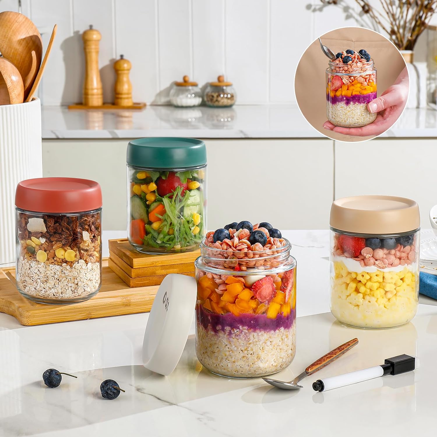 Glass Overnight Oats Container - Meal Prep Chia Pudding ulasan dan harga