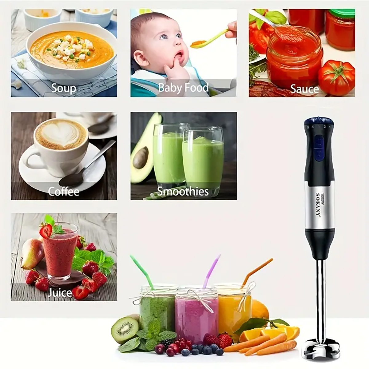 1000W 4-in-1 Hand Blender - Im - Meal Prep Smoothies ulasan dan harga
