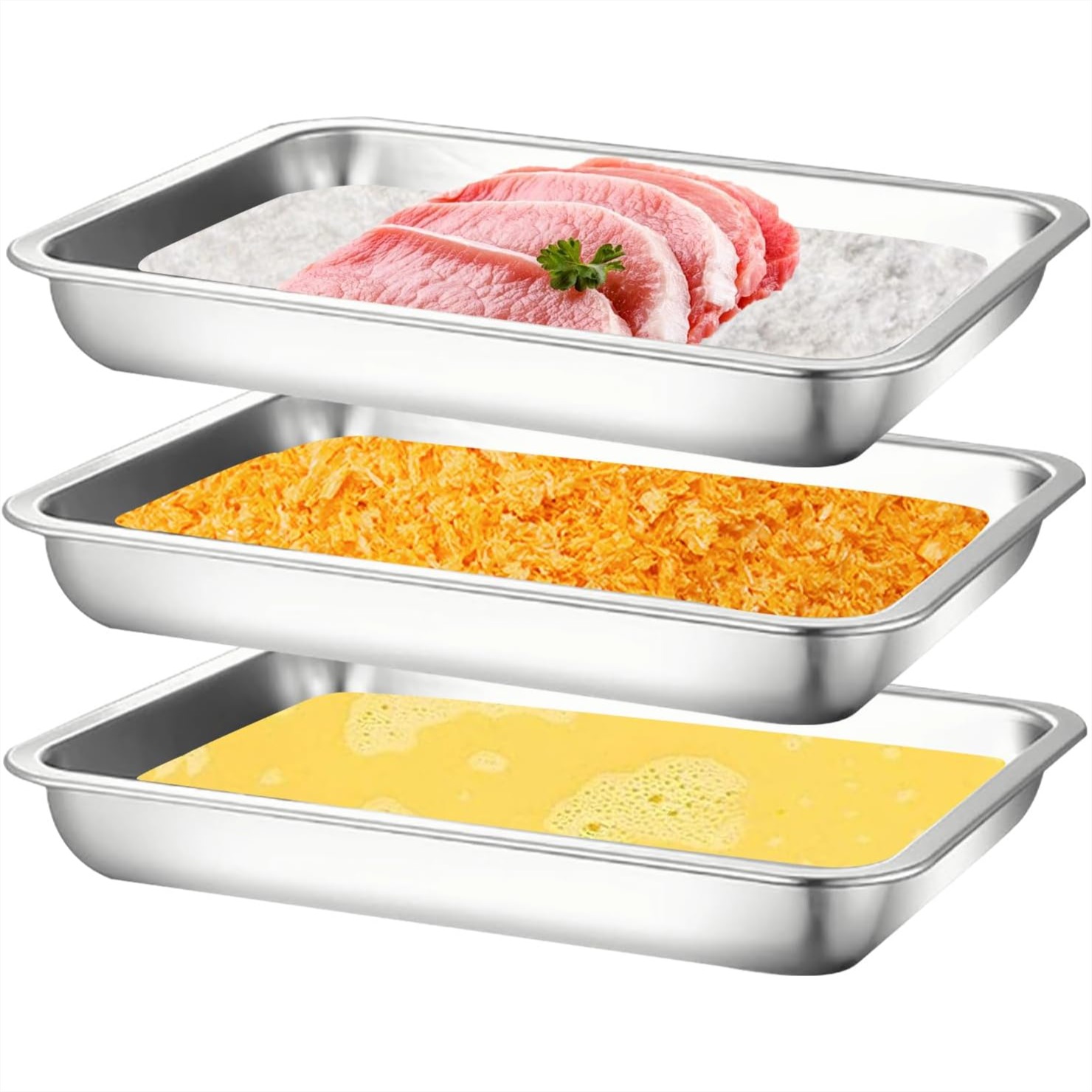 Stainless Steel Breading Trays - Meal Prep With Chicken Breast ulasan dan harga